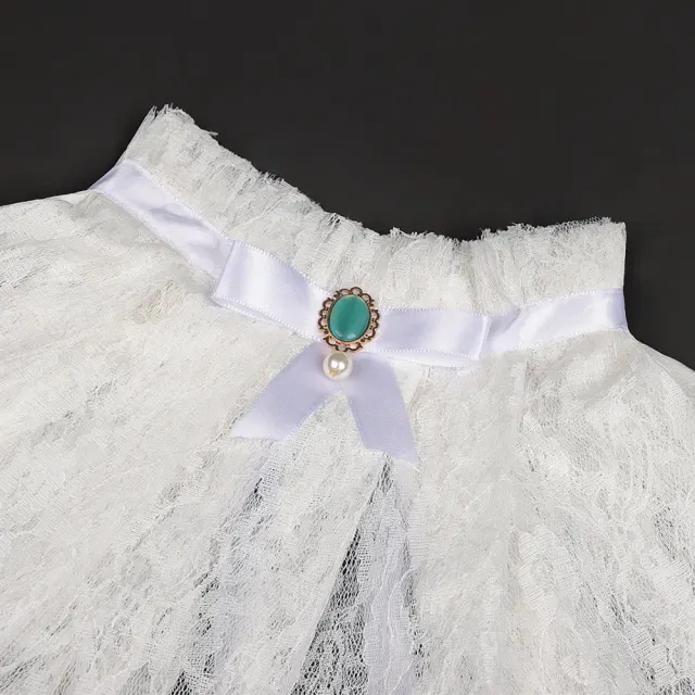Halloween Lace Lolita Detachable Collar with Gem Bow detail 13
