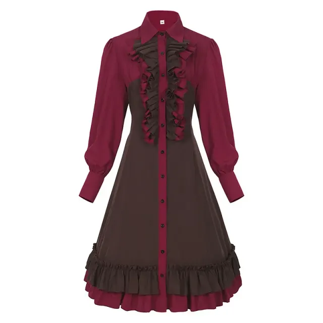 Halloween Medieval Court Corset Dress with Ruffled Hem detail 1
