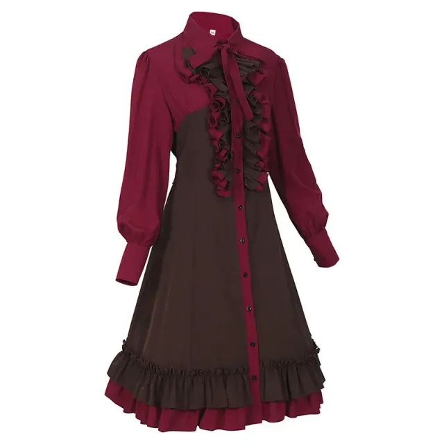 Halloween Medieval Court Corset Dress with Ruffled Hem detail 3