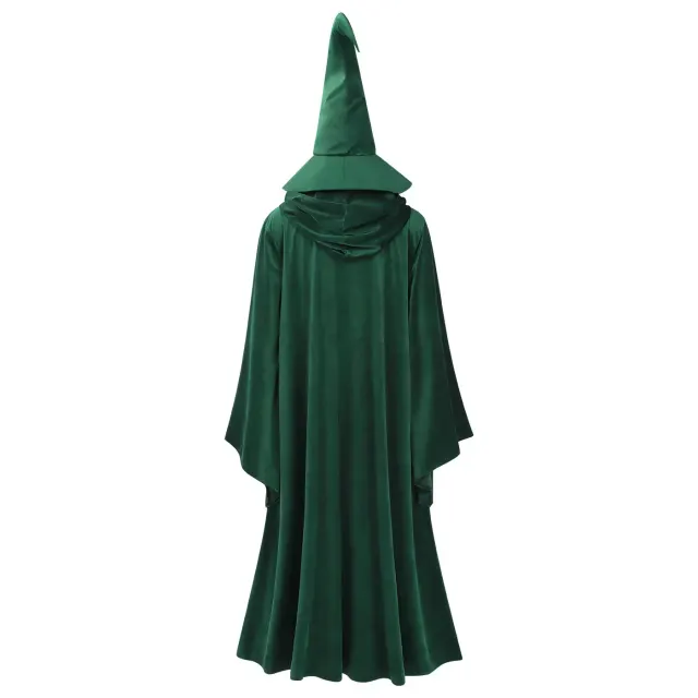 Halloween Medieval Hooded Velvet Robe Wizard Cosplay Costume detail 3