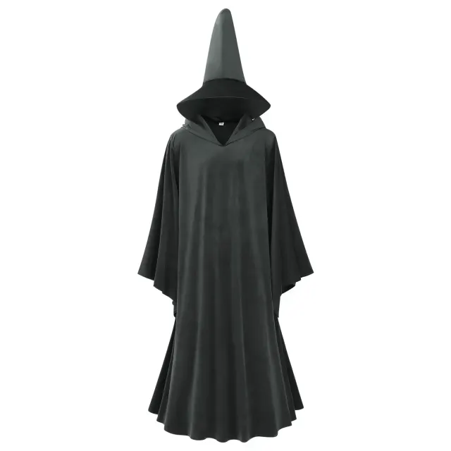Halloween Medieval Hooded Velvet Robe Wizard Cosplay Costume detail 12