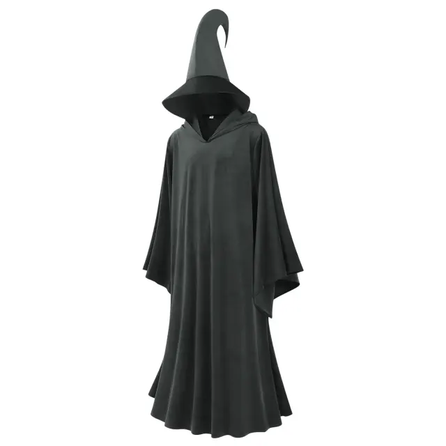 Halloween Medieval Hooded Velvet Robe Wizard Cosplay Costume detail 13