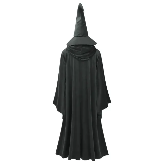 Halloween Medieval Hooded Velvet Robe Wizard Cosplay Costume detail 14