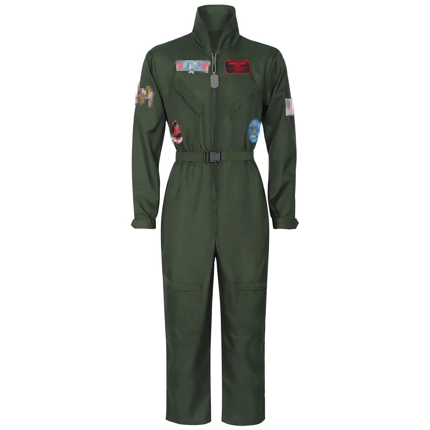 Halloween Pilot Jumpsuit Costume with Belt for Cosplay and Parties detail 1