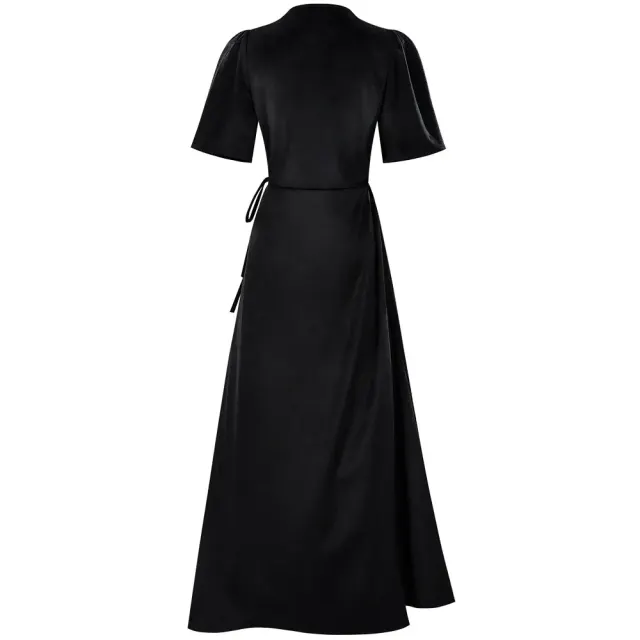 Halloween Witch Velvet Wrap Dress V-Neck Short Sleeve Cosplay Costume detail 2