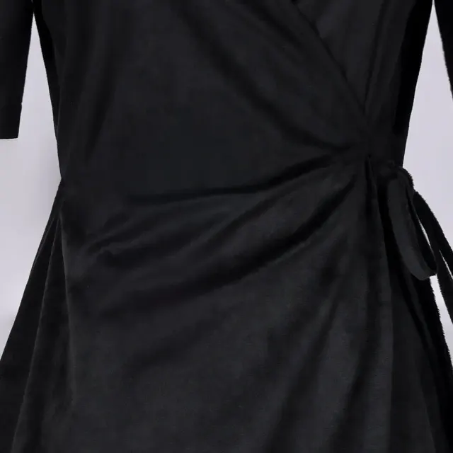 Halloween Witch Velvet Wrap Dress V-Neck Short Sleeve Cosplay Costume detail 4