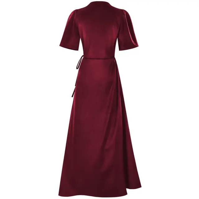 Halloween Witch Velvet Wrap Dress V-Neck Short Sleeve Cosplay Costume detail 10