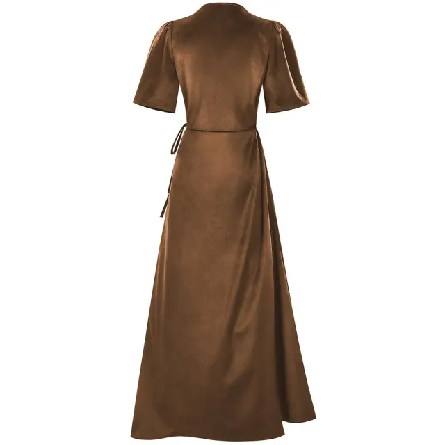 Halloween Witch Velvet Wrap Dress V-Neck Short Sleeve Cosplay Costume detail 16
