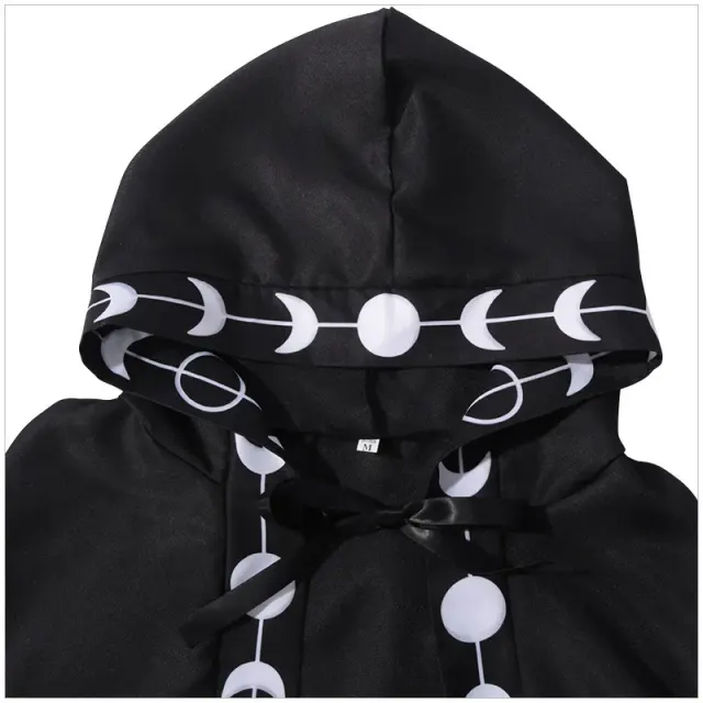 detalle de Capa con capucha estampada de Halloween para cosplay medieval y del Renacimiento 4