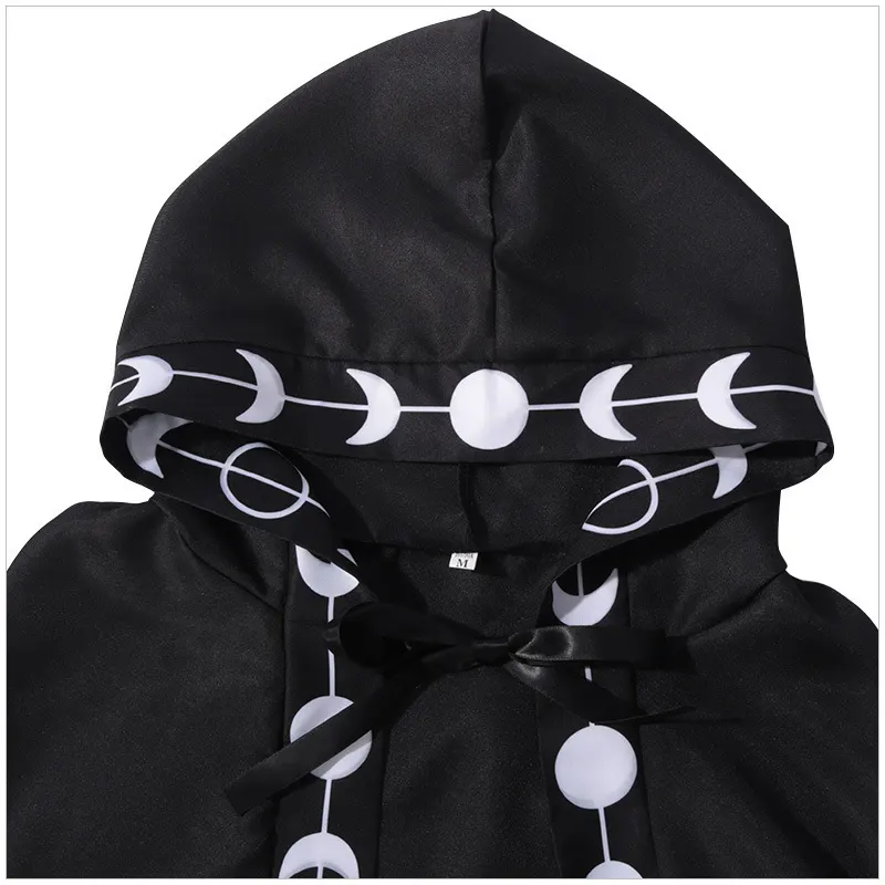 Hooded Printed Halloween Cape for Medieval Renaissance Cosplay detail 4