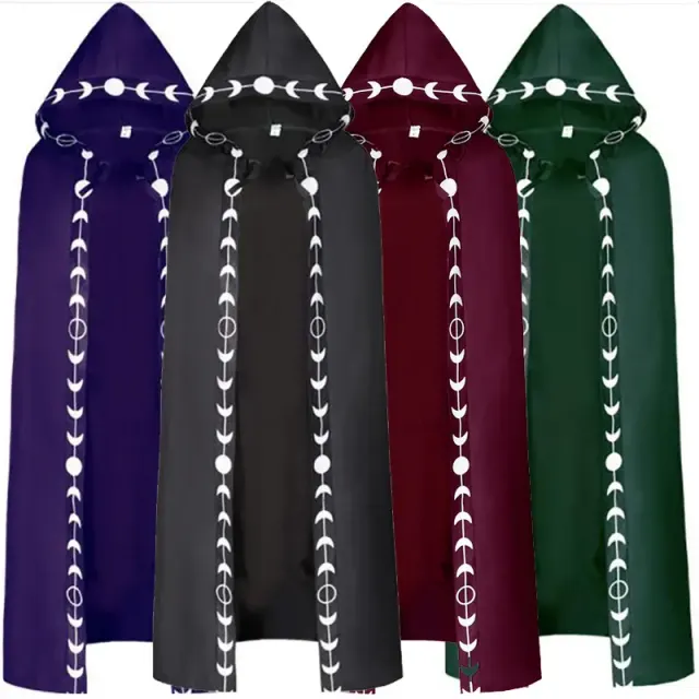 Una capa estampada con capucha para disfraces de Halloween, medievales, del Renacimiento y cosplay.