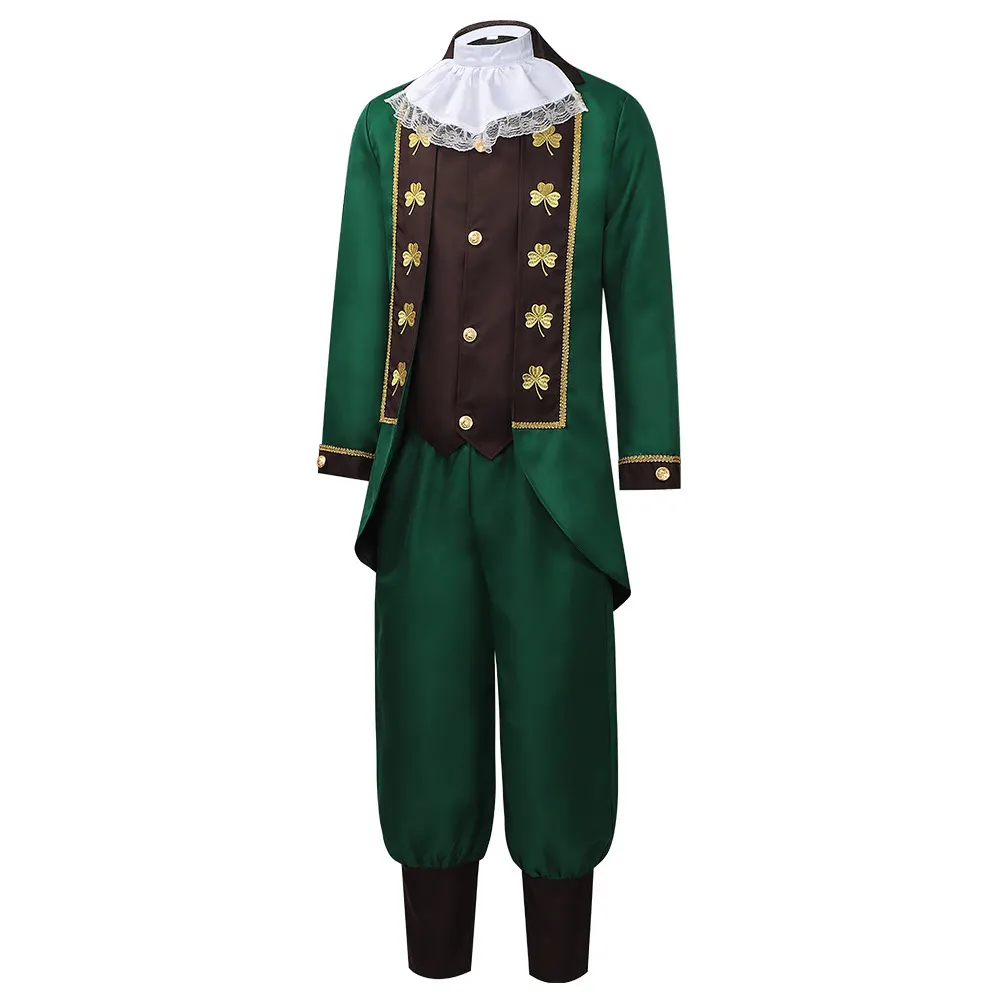 Irish St. Patrick's Day Clover Tailcoat Stage Costume for Men detail 2