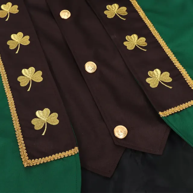 Irisches St. Patrick's Day Kleeblatt-Frack-Bühnenkostüm für Herren Detail 5