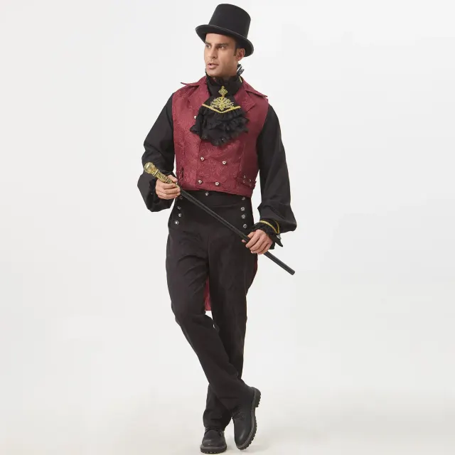 Jacquard Steampunk Vest for Victorian Stage Costume detail 22