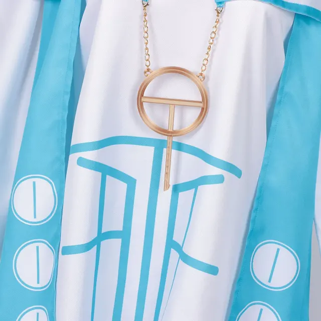 detalle de Conjunto completo de vestido azul para cosplay de anime japonés 7