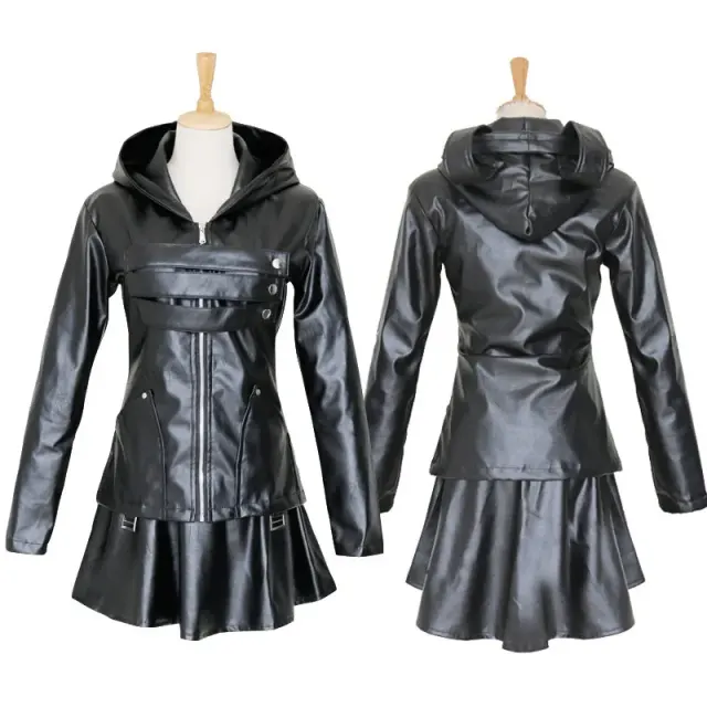 Japanese anime Ghoul Touka cosplay costume set for women, showing the outfit, wig, and mask style options.