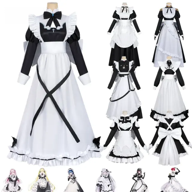 A women's Japanese-style ghost maid cosplay Lolita long dress displayed as a themed character costume.