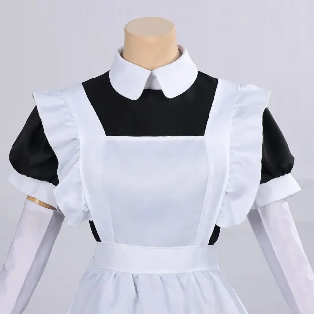 Women's Japanese-Style Black and White Cat Maid Cosplay Dress detail 4