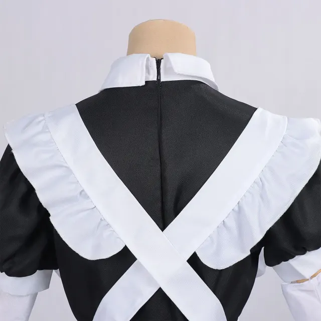 Women's Japanese-Style Black and White Cat Maid Cosplay Dress detail 7