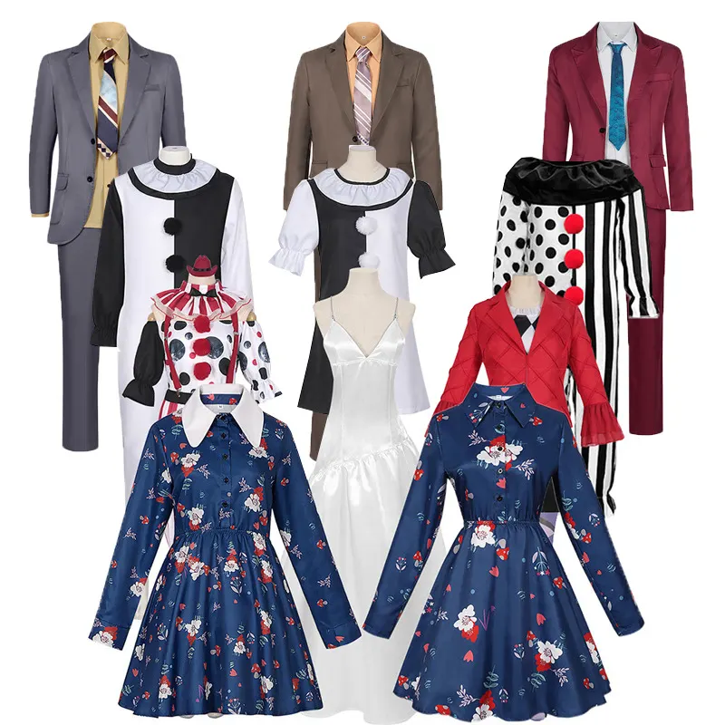 Halloween cosplay costume featuring a floral dress in the Joker 2 Harley Quinn style.