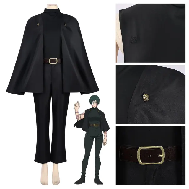 Maki Zenin cloak-style cosplay costume shown in the in-stock option for Jujutsu Kaisen anime and game roleplay.