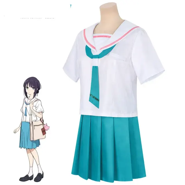 A Kaguya Hime-inspired sailor JK cosplay skirt with a sakura print and loose fit, styled for stage and anime roleplay.