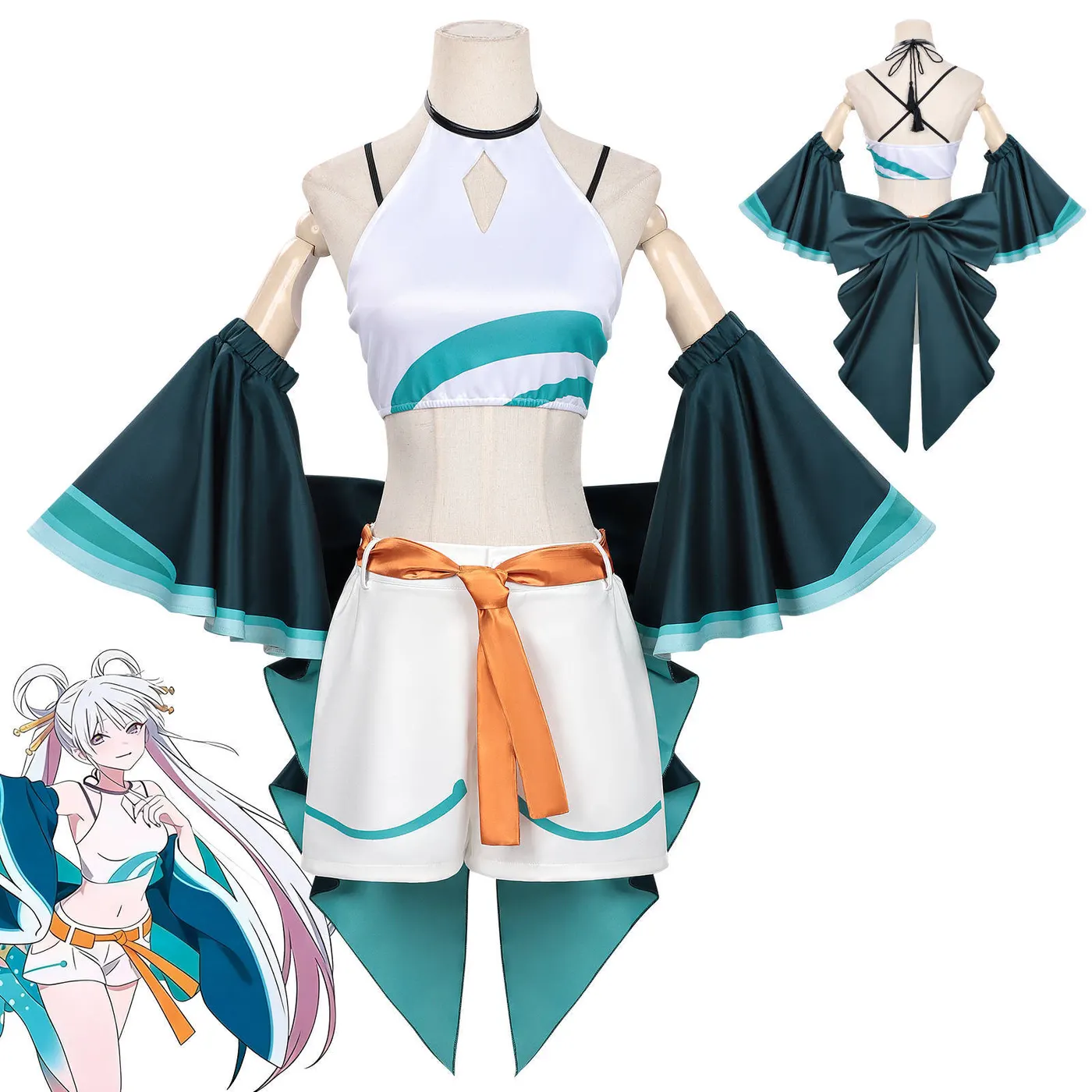 Super Dimension Kaguya-hime anime cosplay costume in the Tsukimi Set style, shown as a full outfit for role-play and performance.