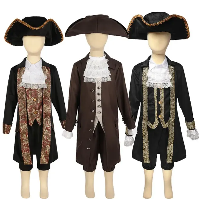 Ensemble de déguisement pirate des Caraïbes et président pour enfants détail 2