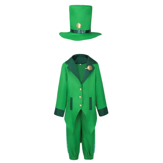 Kids Irish Elf Costume Set with Shamrock Detail detail 2