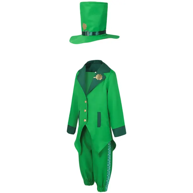 Kids Irish Elf Costume Set with Shamrock Detail detail 3