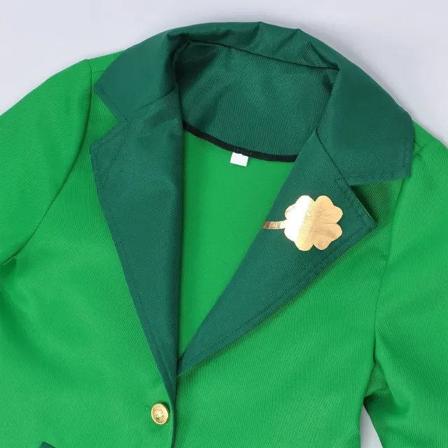 Kids Irish Elf Costume Set with Shamrock Detail detail 6