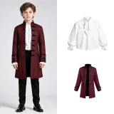 Jacquard Medieval Outfit - Burgundy with White Shirt