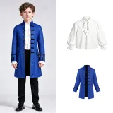 Jacquard Medieval Outfit - Blue with White Shirt