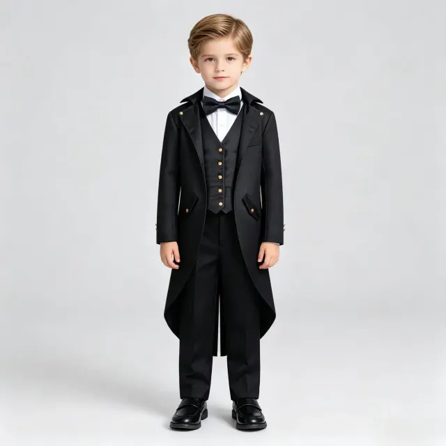Kids Medieval Renaissance Punk Tailcoat Costume Set detail 3