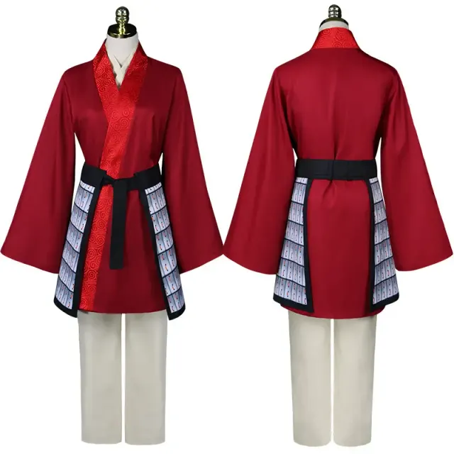 Child modeling a Mulan live-action movie cosplay Hanfu costume for stage performances.