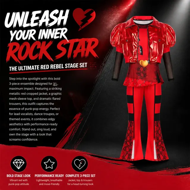 Kids Queen of Hearts Cosplay Costume for Halloween detail 1