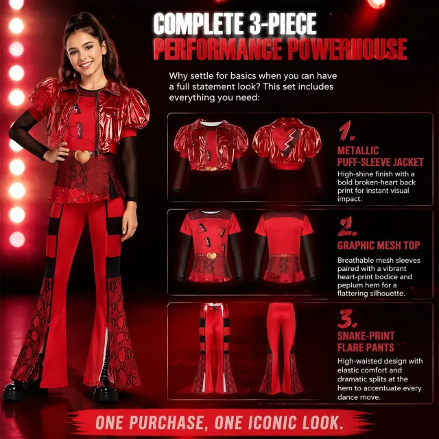 Kids Queen of Hearts Cosplay Costume for Halloween detail 3