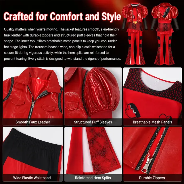 Kids Queen of Hearts Cosplay Costume for Halloween detail 6
