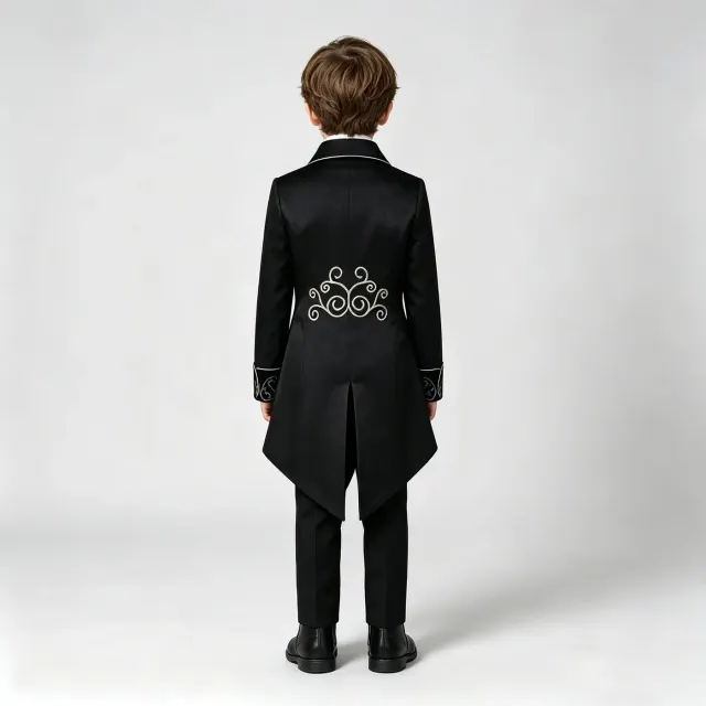 detalle de Disfraz cosplay infantil de frac con ribete plateado de estilo Renacimiento 3