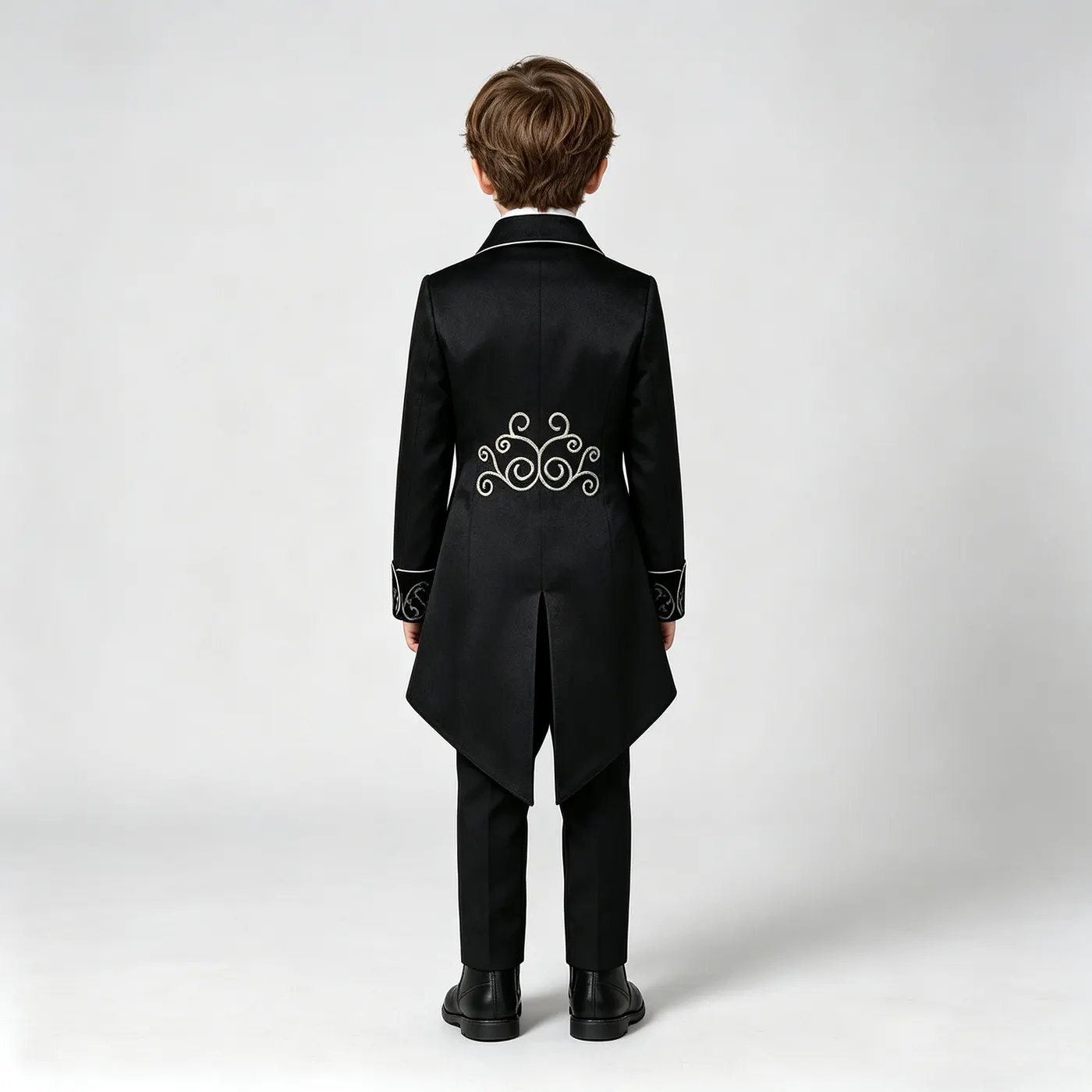 Kids' Renaissance Silver-Trim Tailcoat Cosplay Costume detail 3