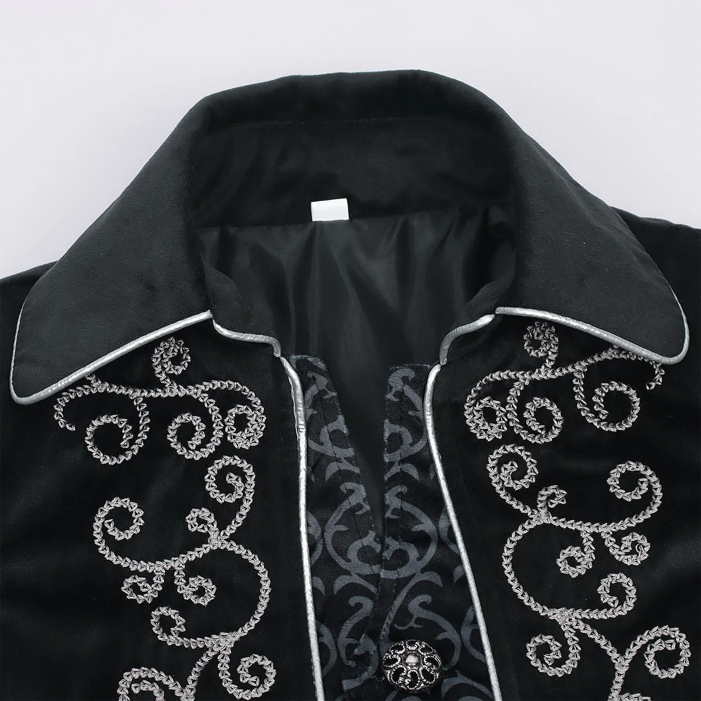 Kids' Renaissance Silver-Trim Tailcoat Cosplay Costume detail 4