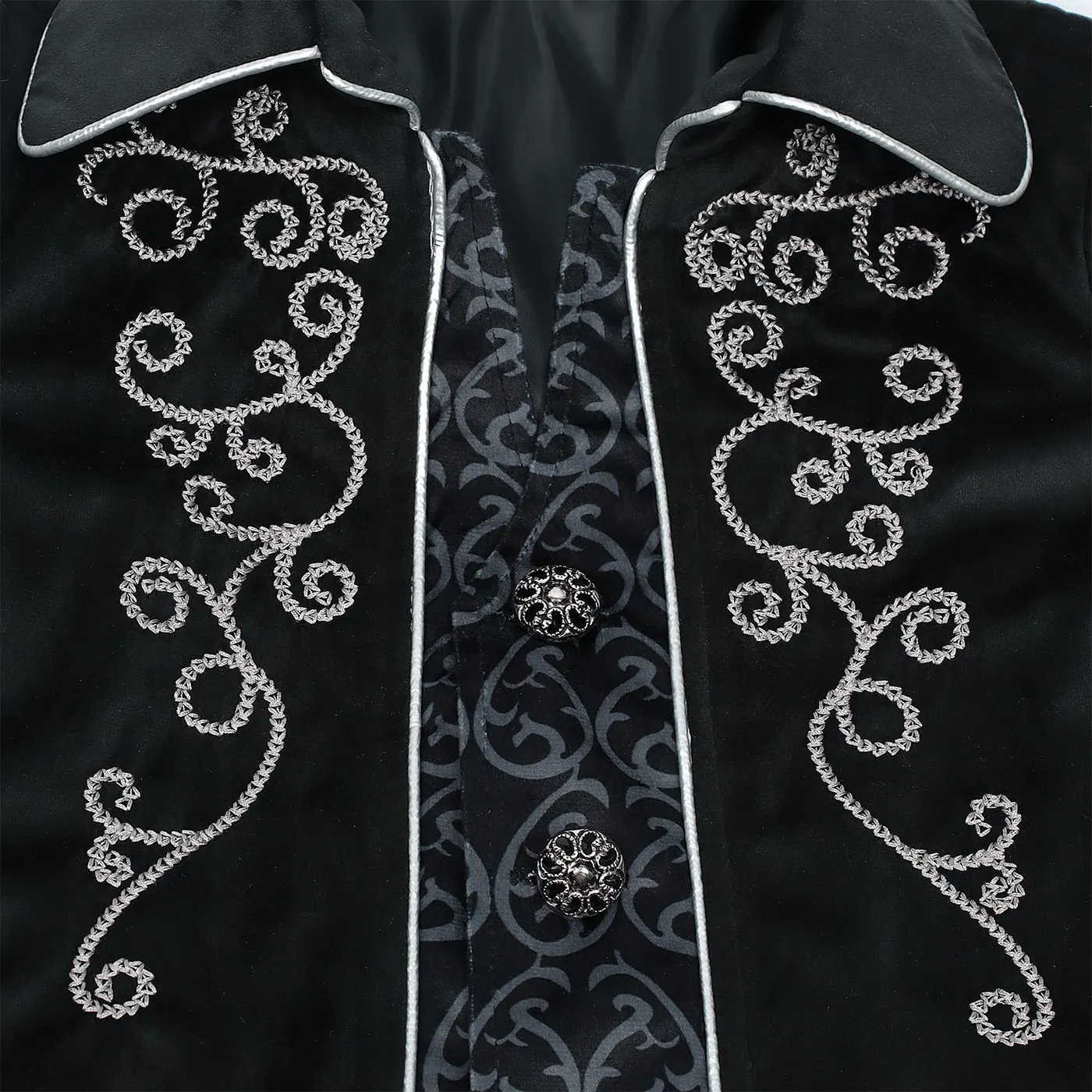 Kids' Renaissance Silver-Trim Tailcoat Cosplay Costume detail 5