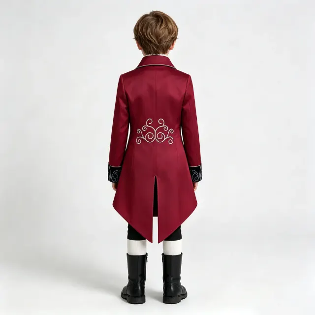 detalle de Disfraz cosplay infantil de frac con ribete plateado de estilo Renacimiento 10