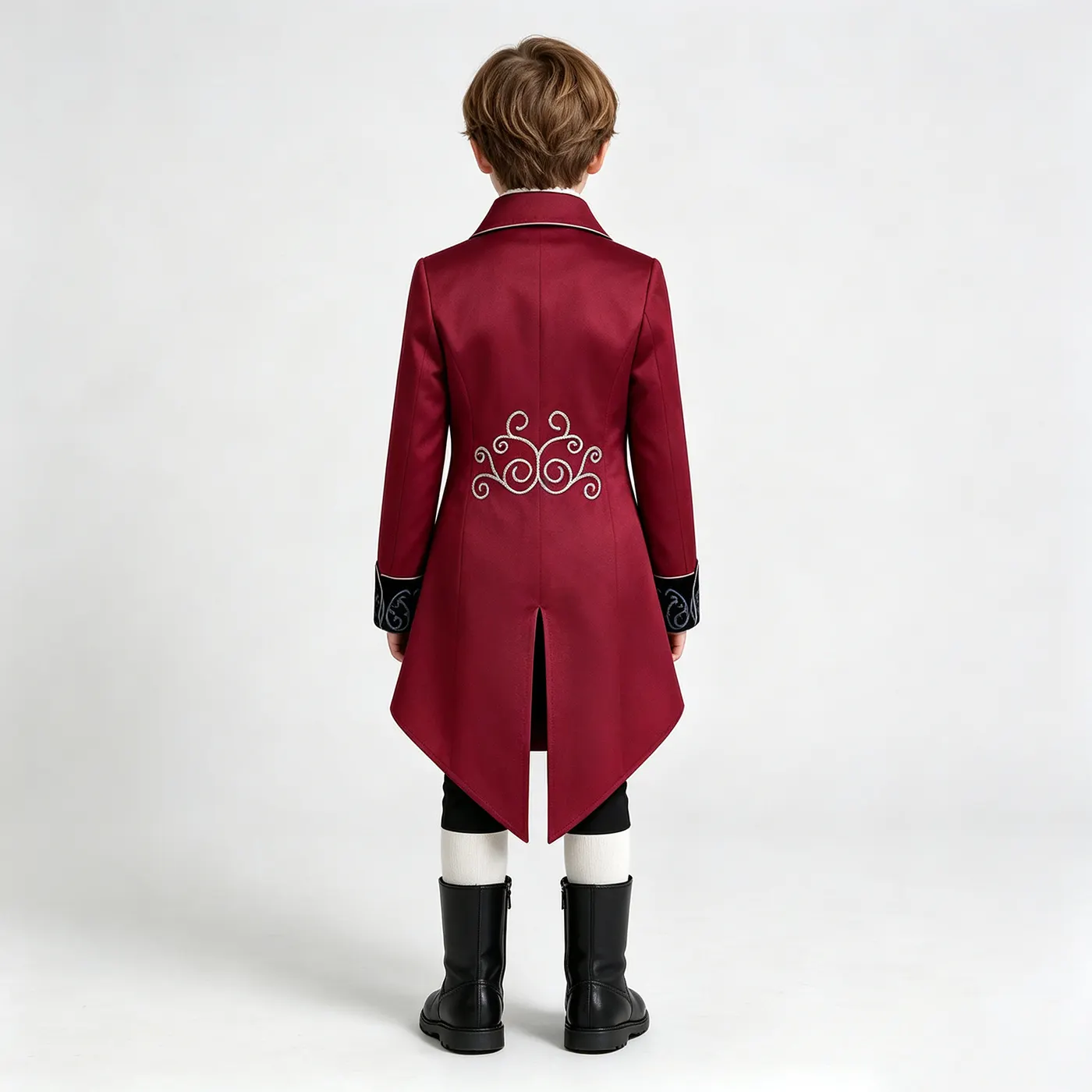 Kids' Renaissance Silver-Trim Tailcoat Cosplay Costume detail 10