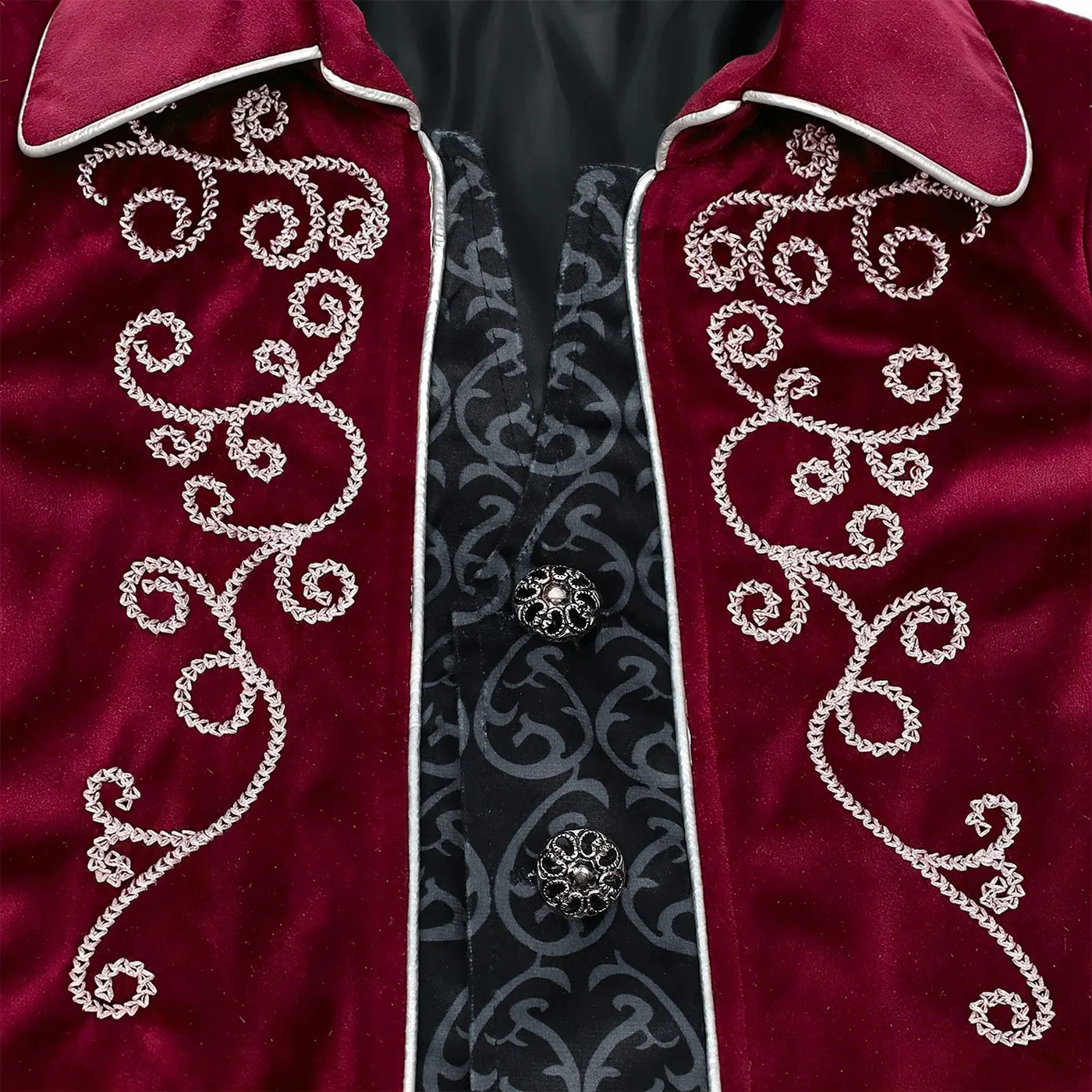 Kids' Renaissance Silver-Trim Tailcoat Cosplay Costume detail 12