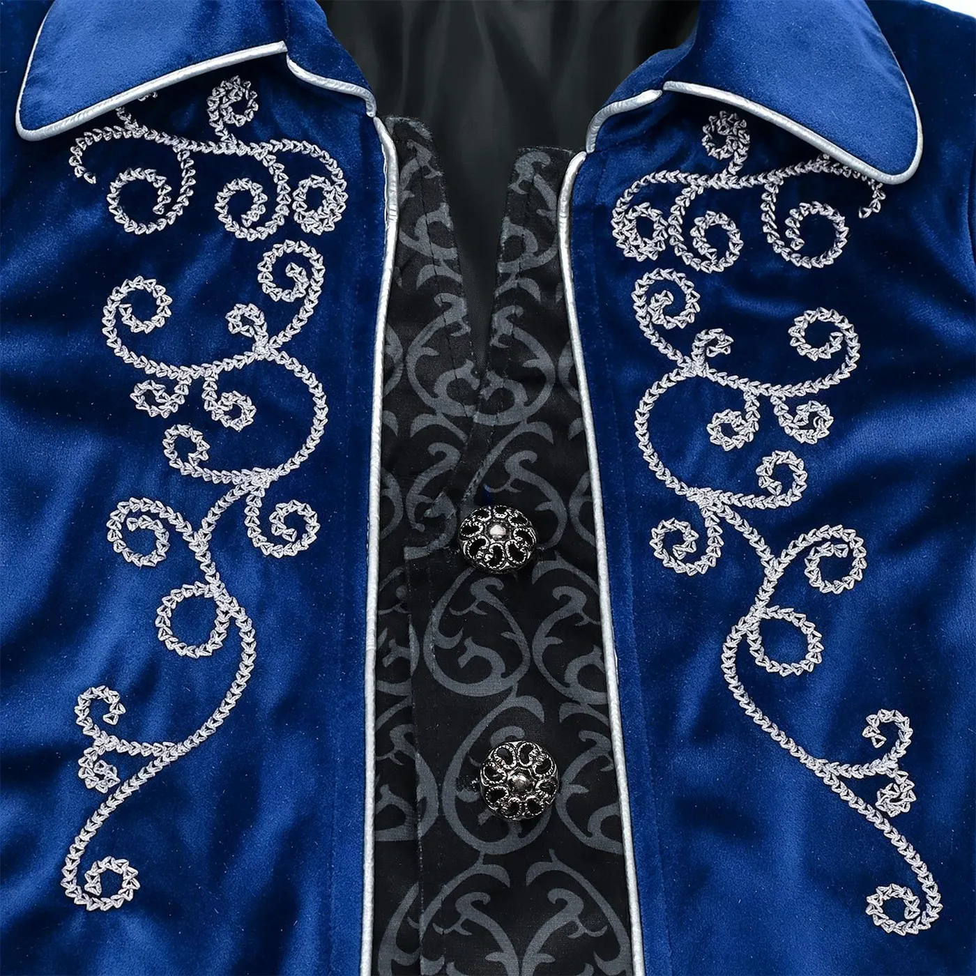 Kids' Renaissance Silver-Trim Tailcoat Cosplay Costume detail 19