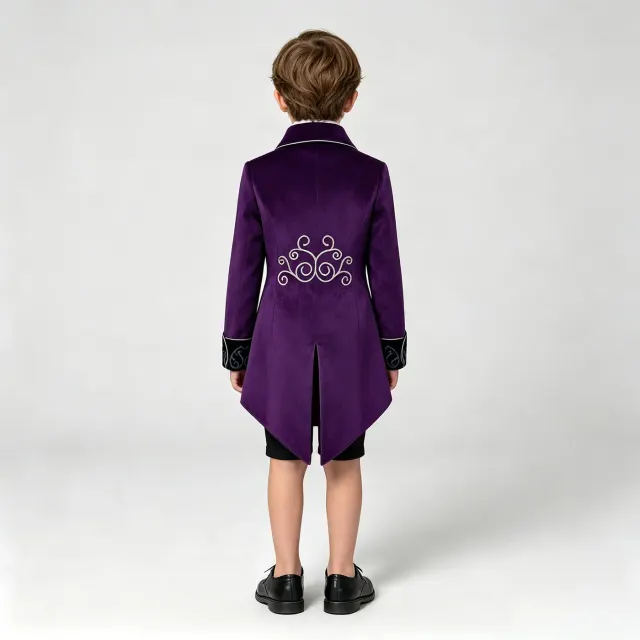 detalle de Disfraz cosplay infantil de frac con ribete plateado de estilo Renacimiento 24