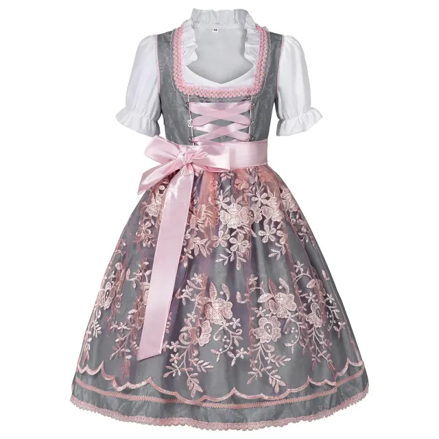 Kids Short-Sleeve Lace-Up Beer Maid Dress Costume Set detail 1