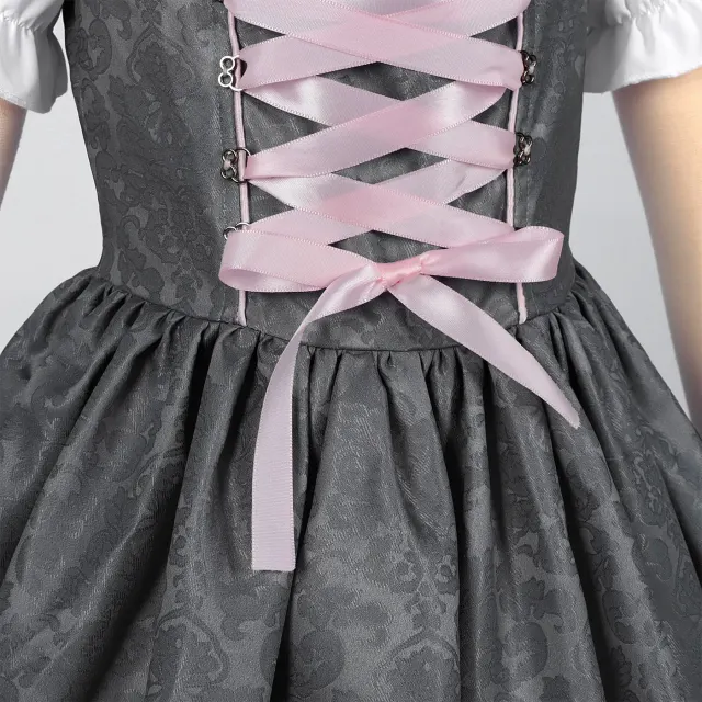 Kids Short-Sleeve Lace-Up Beer Maid Dress Costume Set detail 2