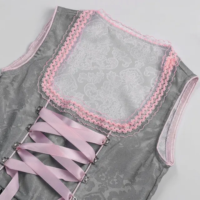 Kids Short-Sleeve Lace-Up Beer Maid Dress Costume Set detail 4